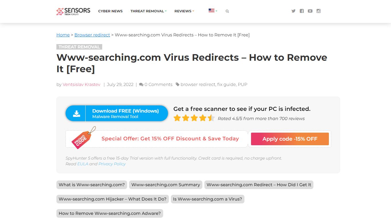 Www-searching.com Virus Redirects - How to Remove It [Free]